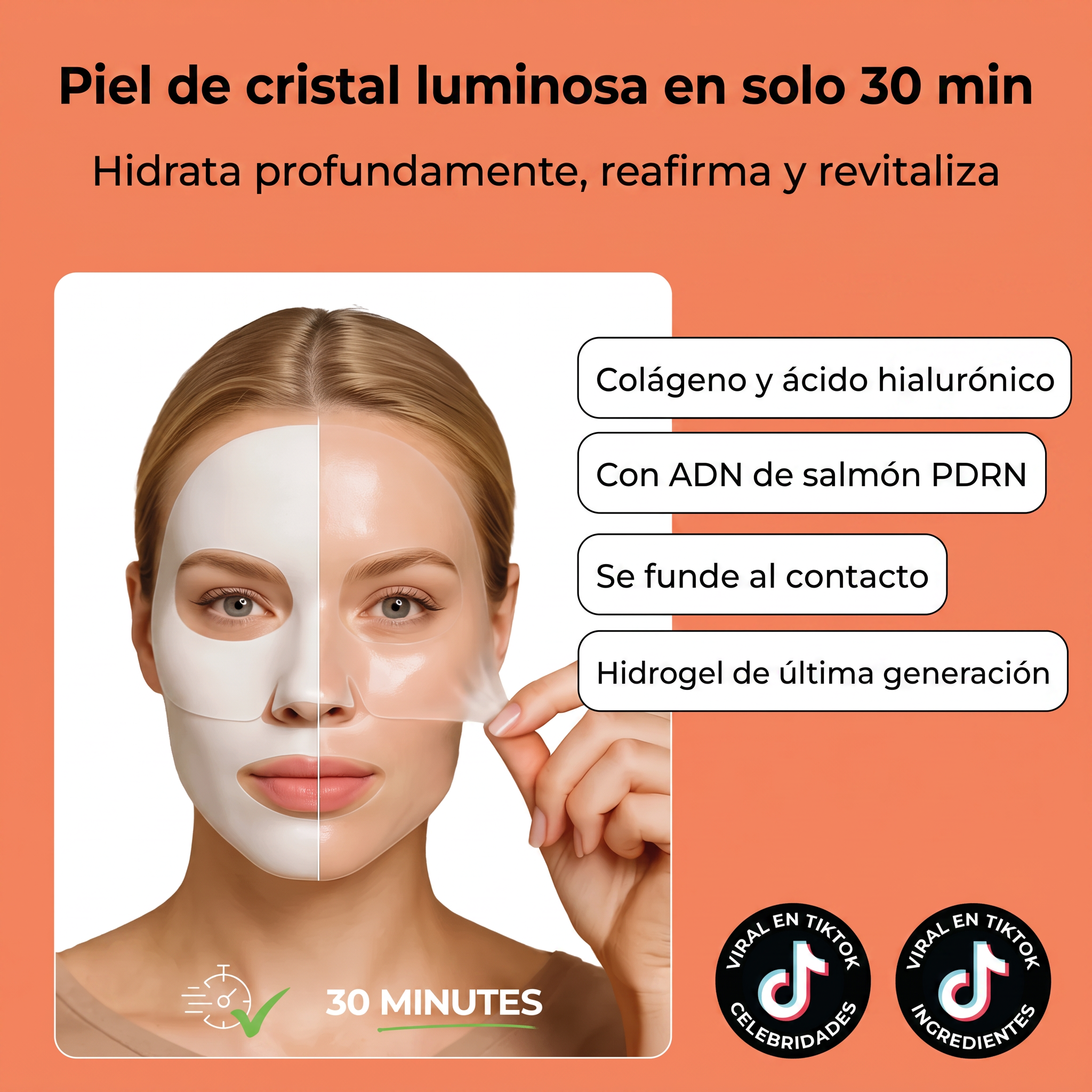 Collagen PDRN Salmon DNA mascarillas (Pack 4 uds)